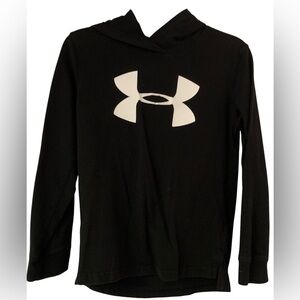 Under Armour Big Boy's Long Sleeve Hooded Tees Shirt, black Size 7